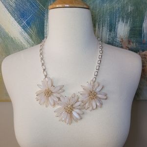 Chunky Floral Burst Silver Chain Loop Necklace